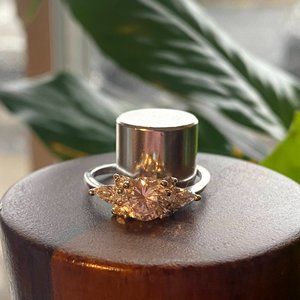 Solitaire Sterlng Silver CZ Ring with Side Stones